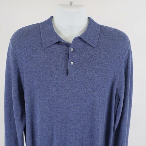 Joseph Abboud Blue 2XL Extra Fine Merino Wool Collared‎ Fitted Sweater - Picture 1 of 11